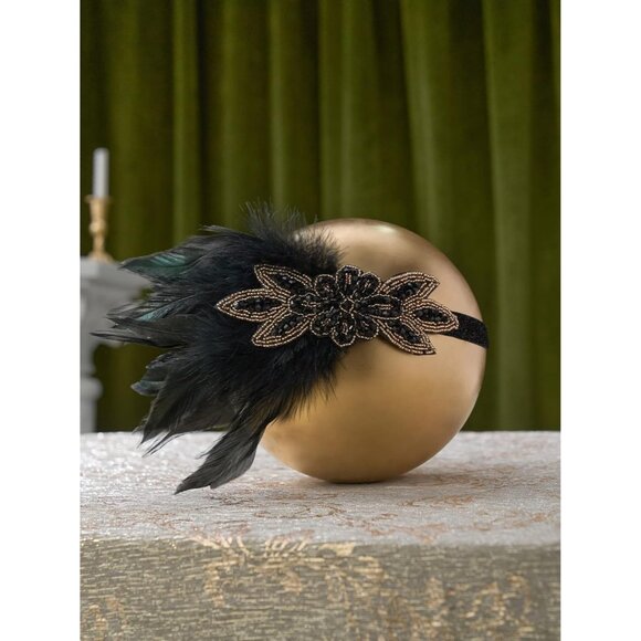 1920s Gatsby Accessories Set Flapper Headband Earrings Pearl Necklace Gloves Wom - Picture 3 of 6